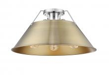  3306-3FM CH-AB - Orwell CH 3 Light Flush Mount in Chrome with Aged Brass shade